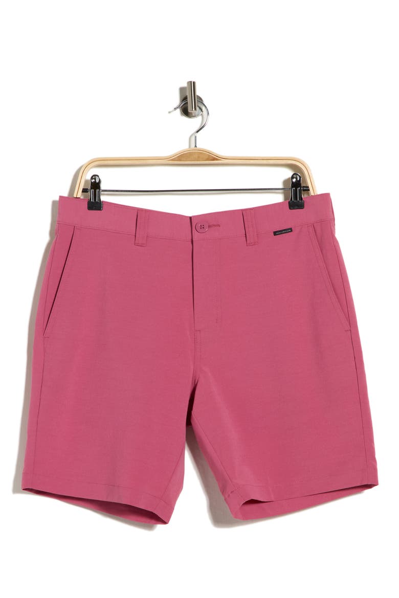 Open to Close Tech Chino Shorts, Alternate, color, ROSE WINE