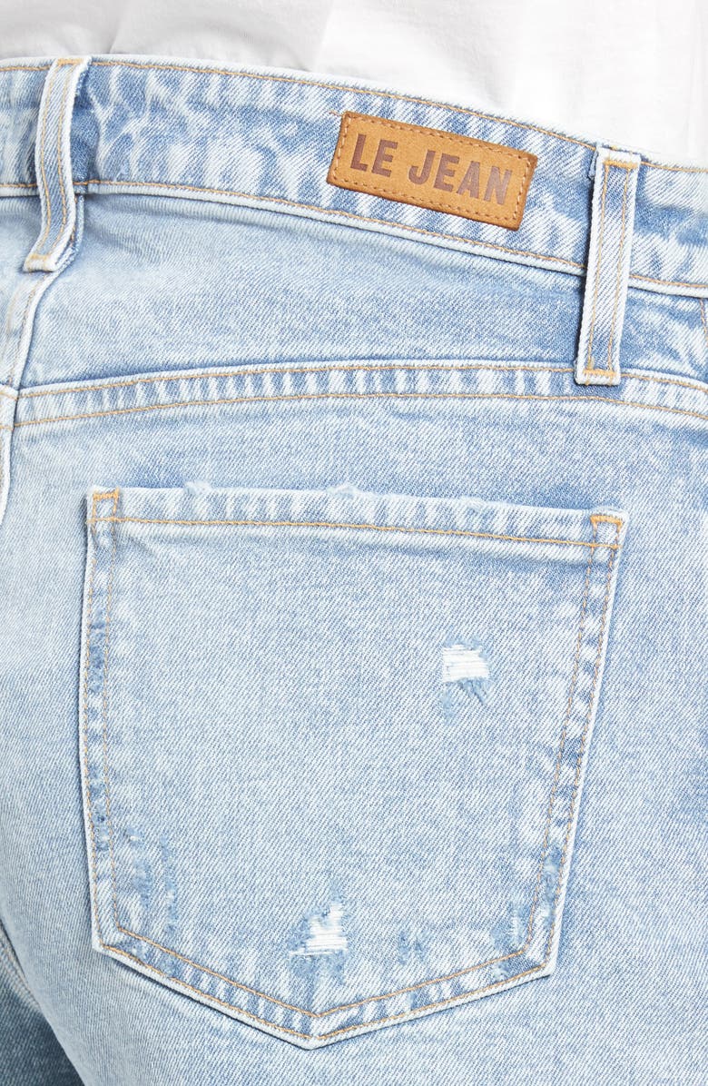 LE JEAN High Waist Denim Cutoff Shorts, Alternate, color, 