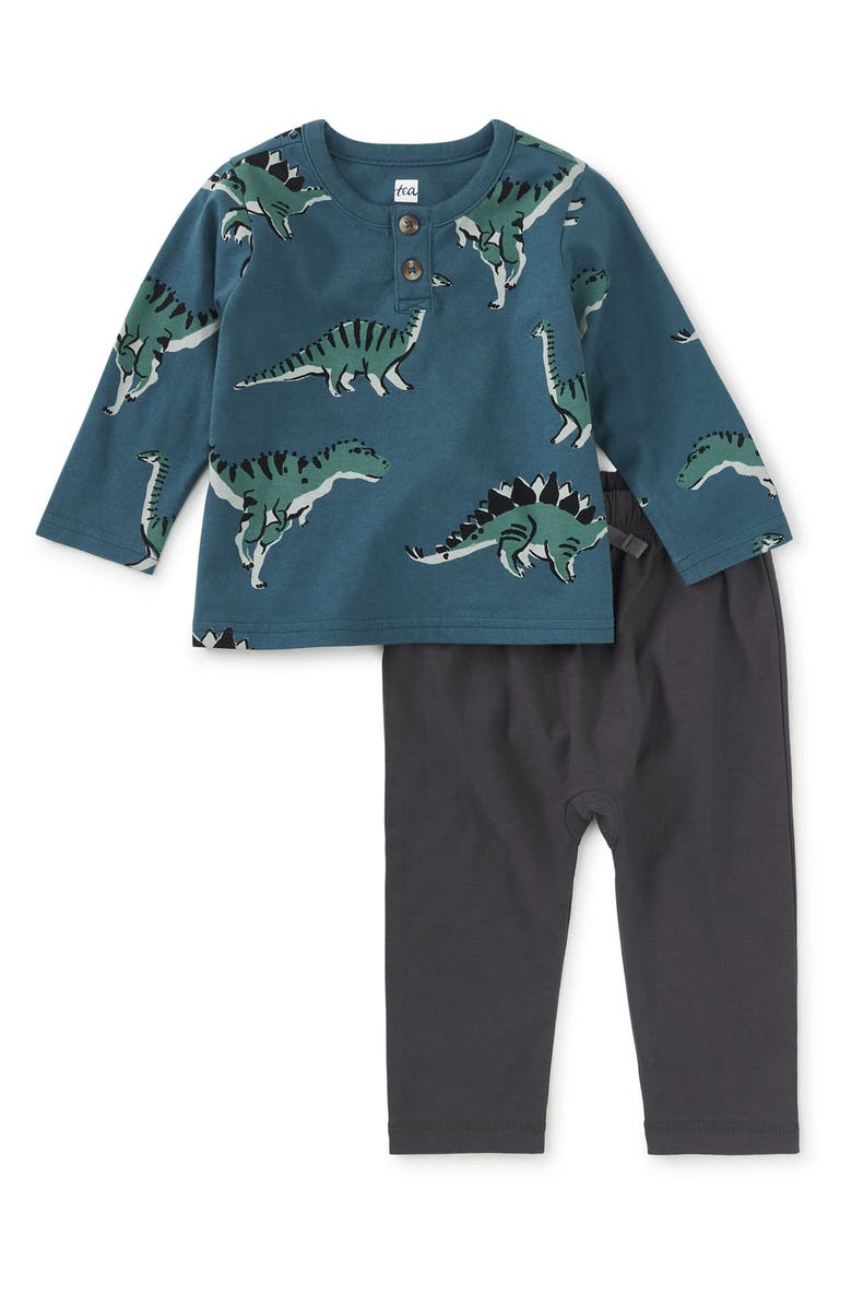 Tea Collection Henley Baby Set, Main, color, Dynamic Dinos