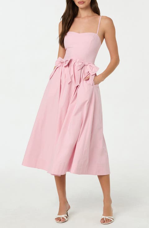 Poplin Bow Detail Midi Dress