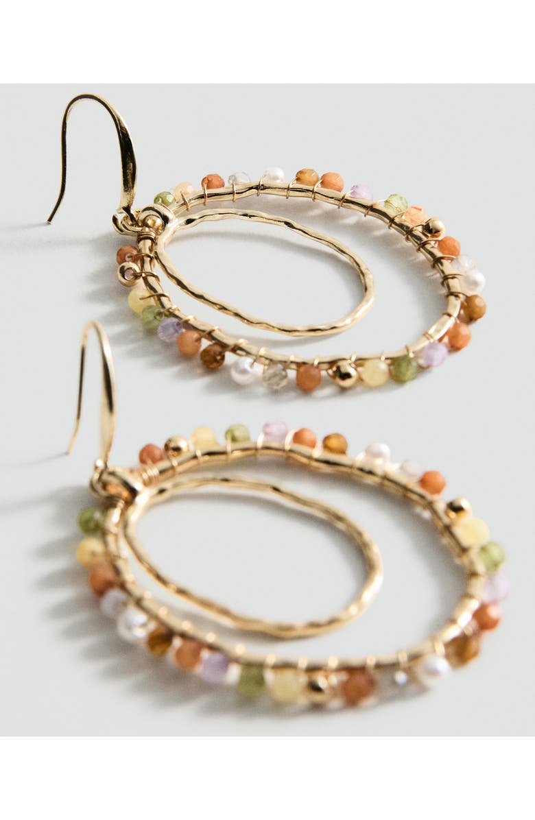 MANGO Bead Drop Hoop Earrings, Alternate, color, Gold