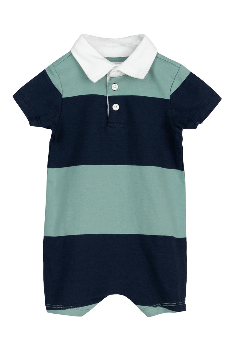 Stripe Rugby Romper, Main, color, TEAL