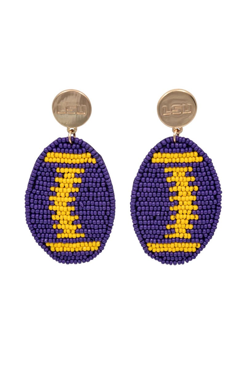 EMERSON STREET LSU Tigers Touchback Earrings, Main, color, Gold