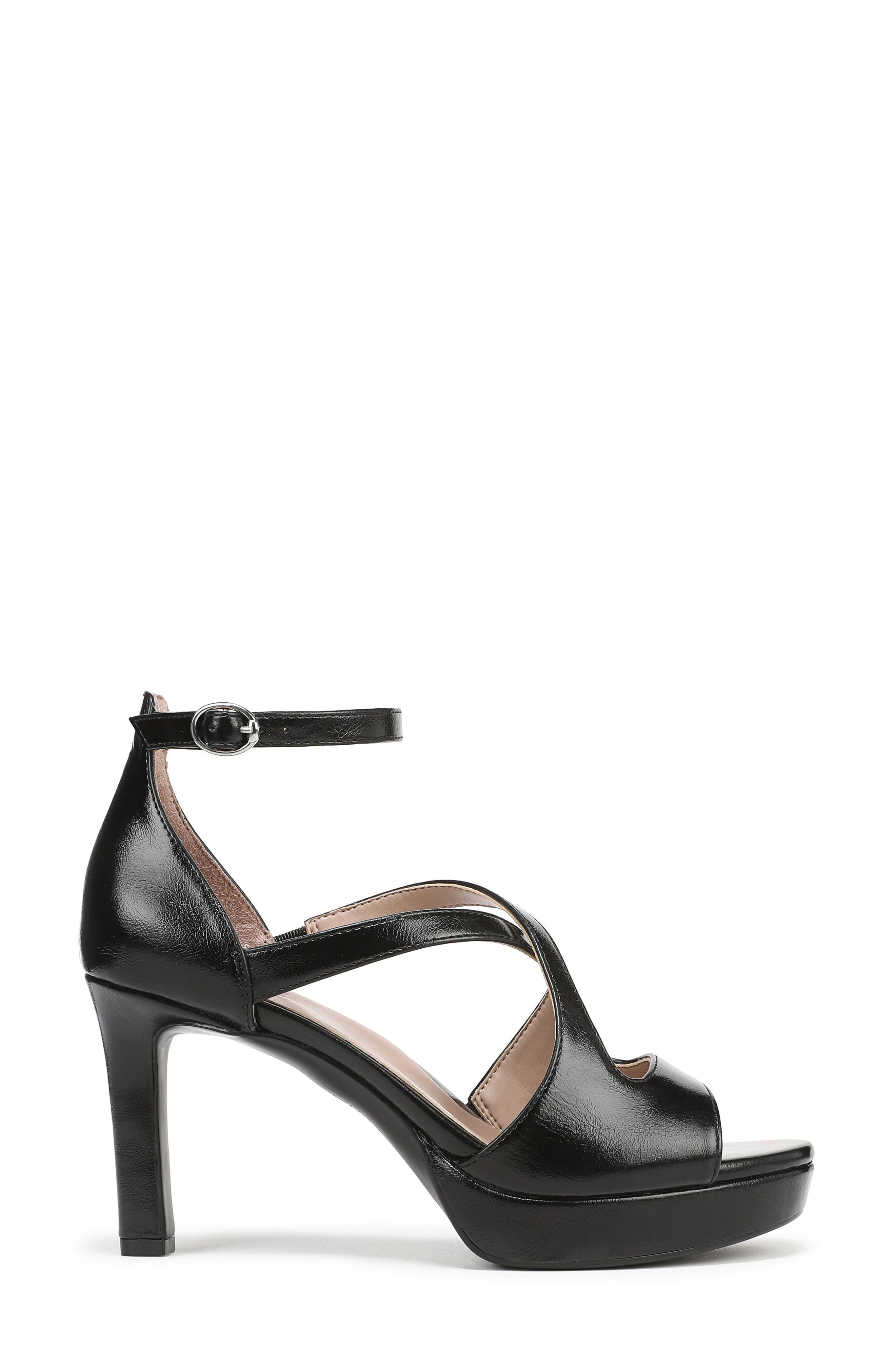 Naturalizer Alicia Platform Sandal, Alternate, color, Black Faux Leather