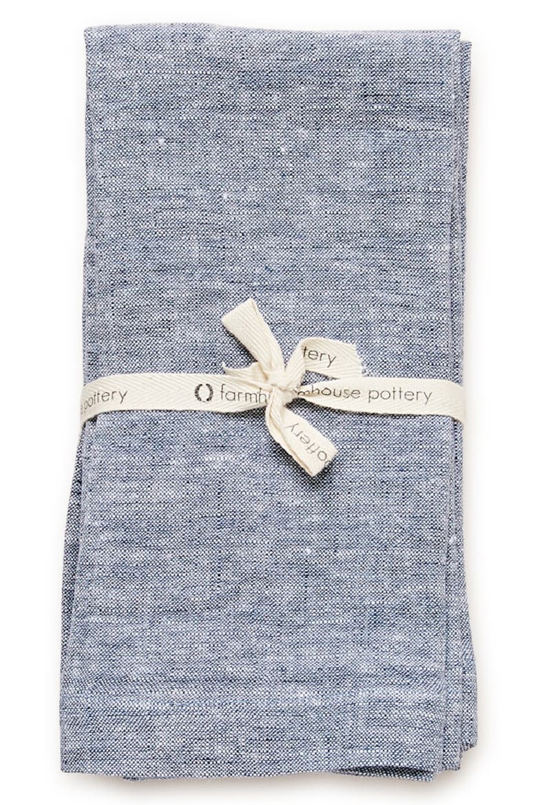 Set of 4 Washed Linen Napkins, Main, color, INDIGO