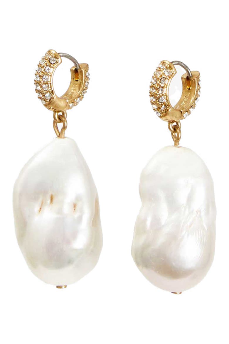 Baroque Freshwater Pearl Drop Earrings, Alternate, color, CREAM