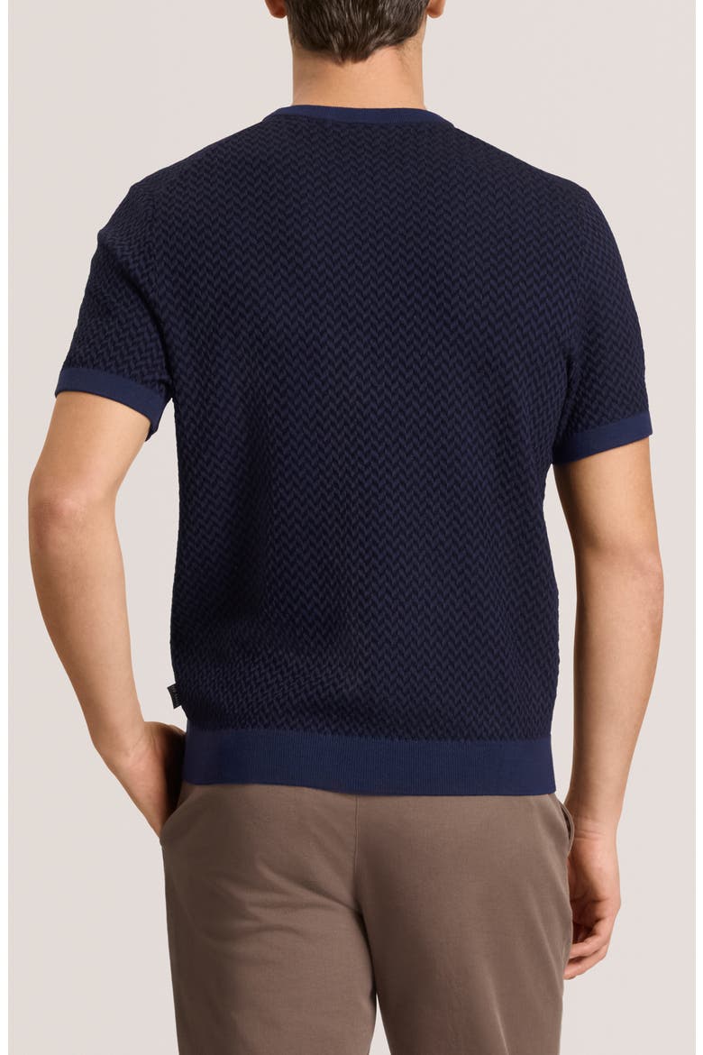 Herringbone Short Sleeve Knit Sweater, Alternate, color, SKY CAPTAIN
