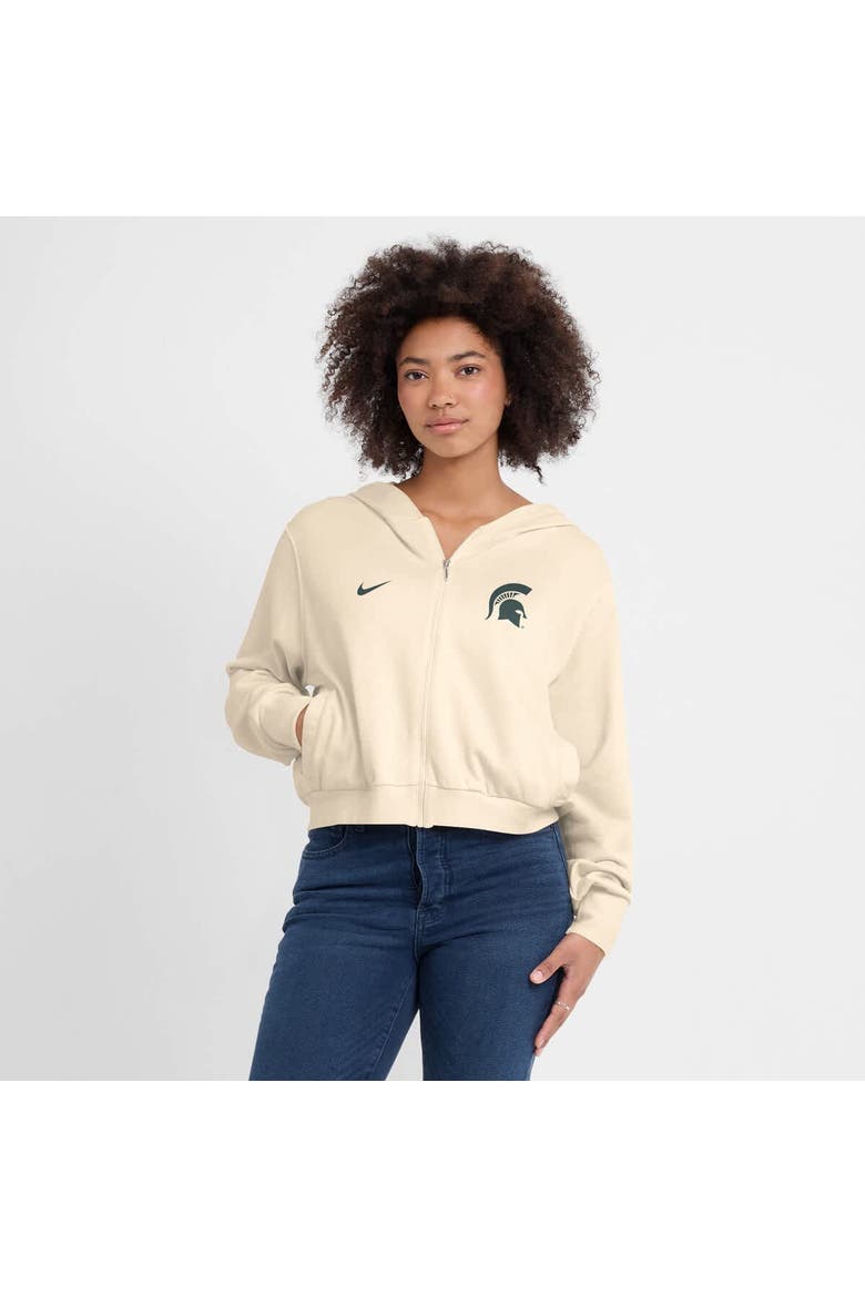 Women's Nike Cream Michigan State Spartans Cropped Chill Full-Zip Hoodie, Alternate, color, Cream