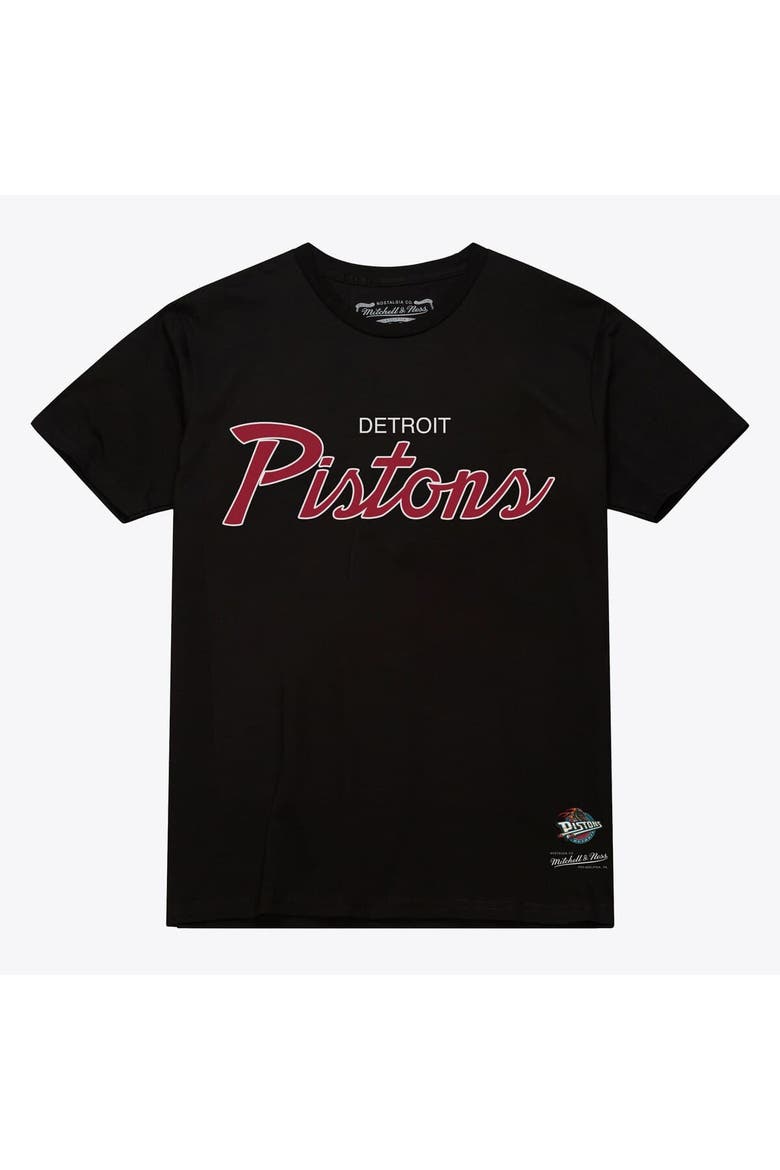 Men's Mitchell & Ness Black Detroit Pistons Vintage Wordmark T-Shirt, Main, color, Black