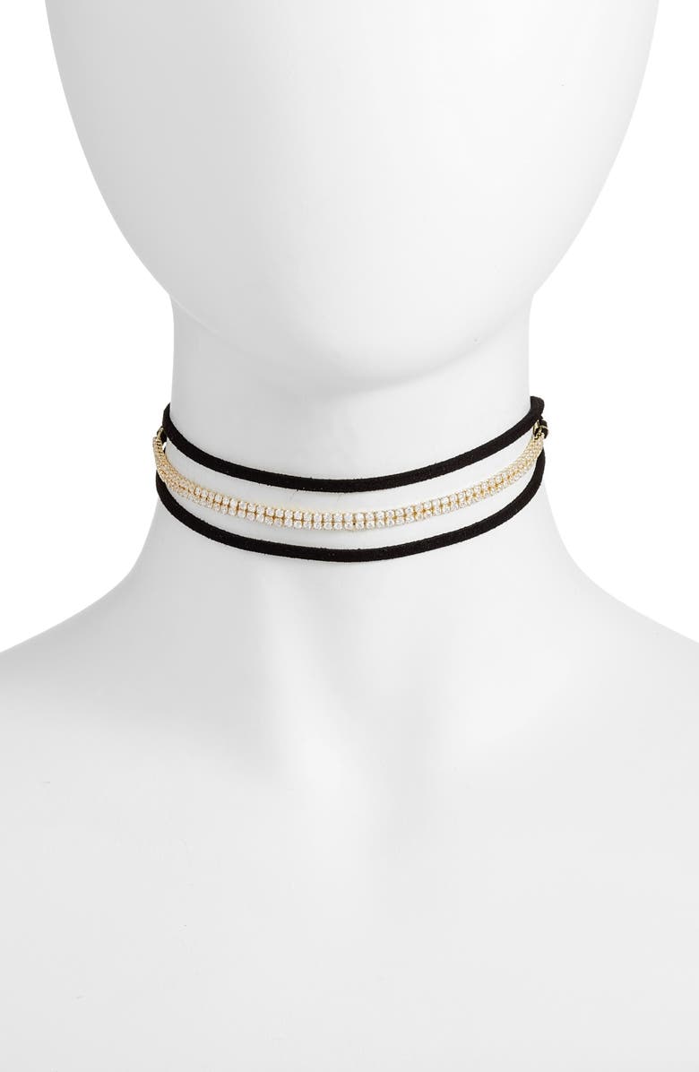 CZ by Kenneth Jay Lane Wrap Choker, Main, color, Gold