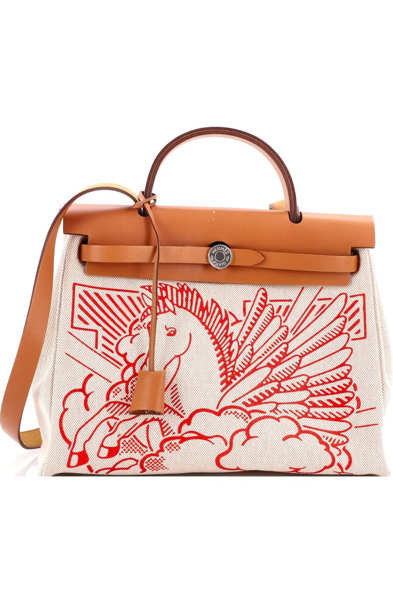 Pre-Owned Hermes Herbag Zip Pegase Pop Toile and Leather 31, Main, color, Ecru