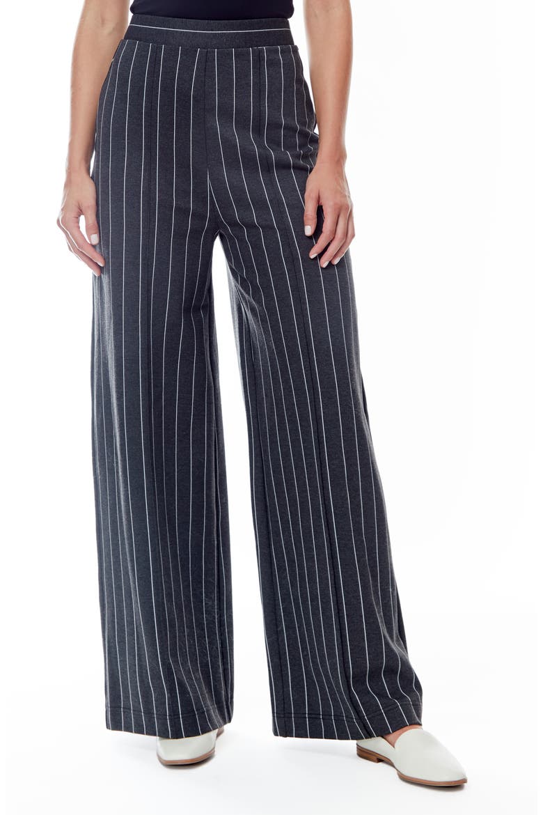 Julianna Ponte Pants, Main, color, CHARCOAL GREY/WHITE PINSTRIPE