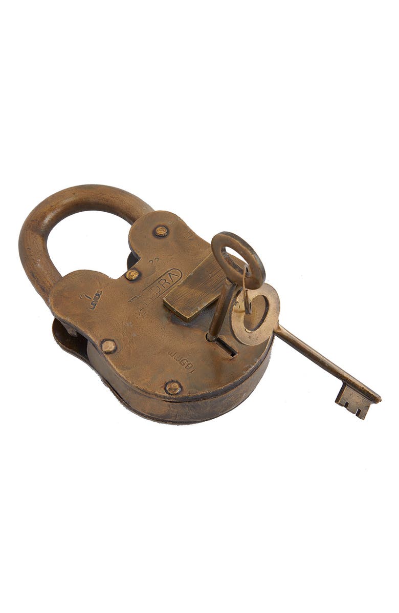 SONOMA SAGE HOME Brass Metal Vintage Lock And Key, Alternate, color, 