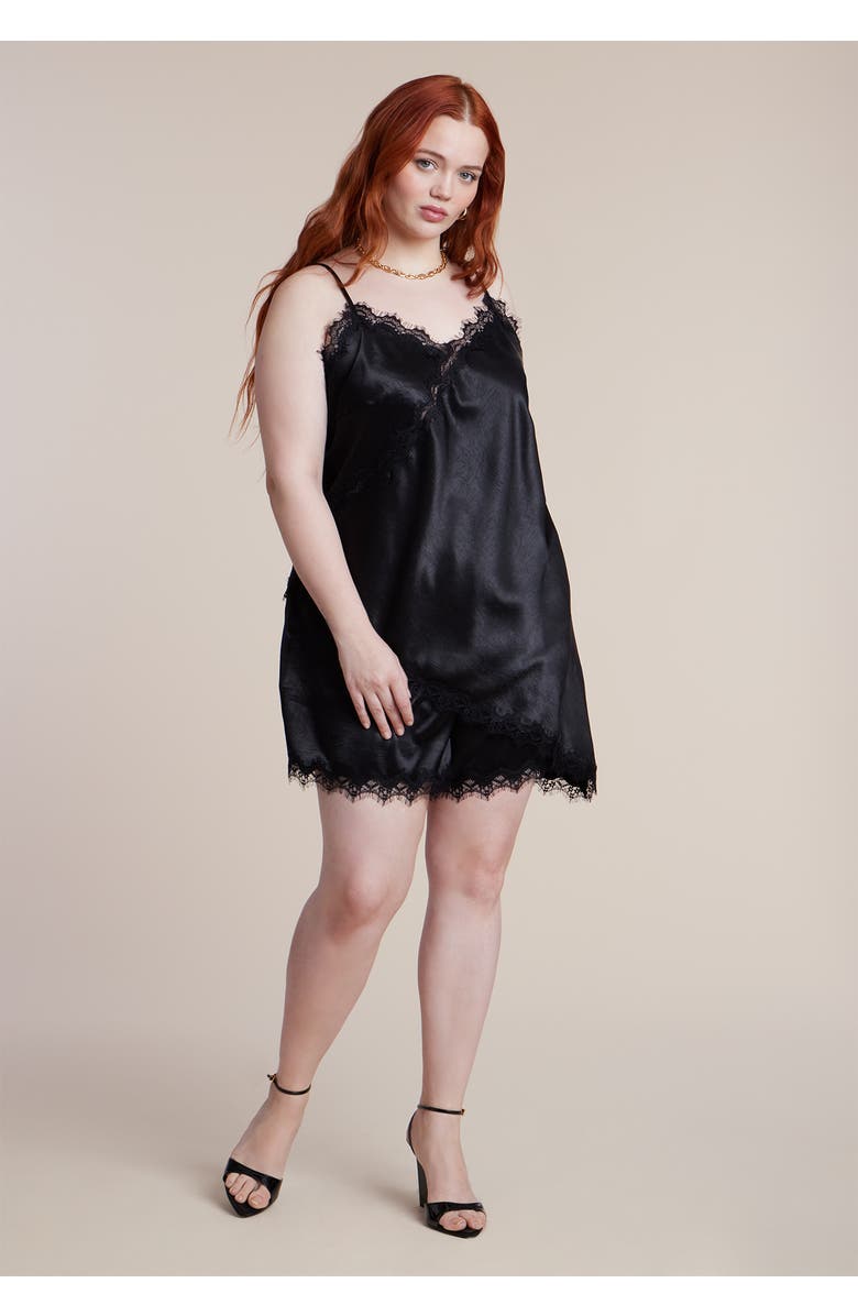 ELOQUII Lace Insert Cami Top, Alternate, color, Black Onyx