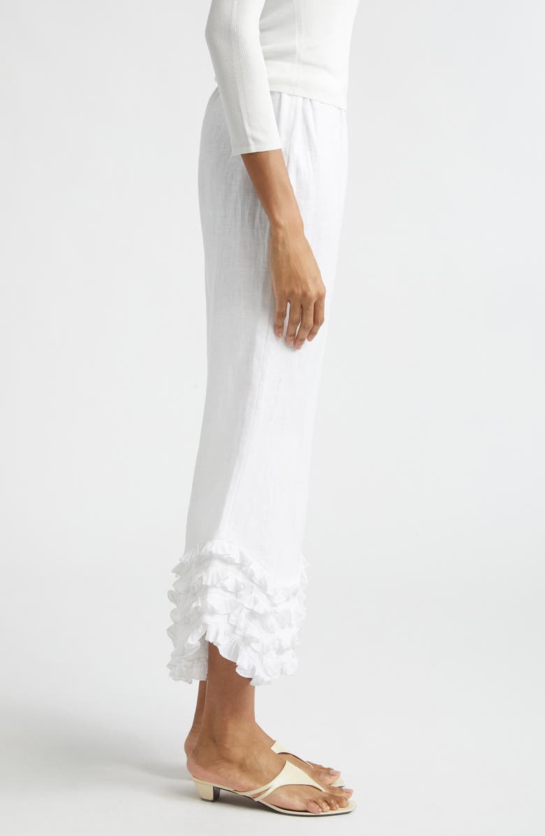 POSSE Florence Ruffle Detail Crop Linen Pants, Alternate, color, Ivory