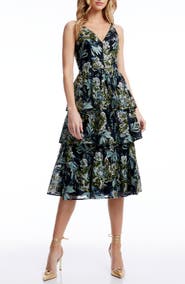 Dress the Population Lorelai Sequin Floral Tiered Cocktail Dress