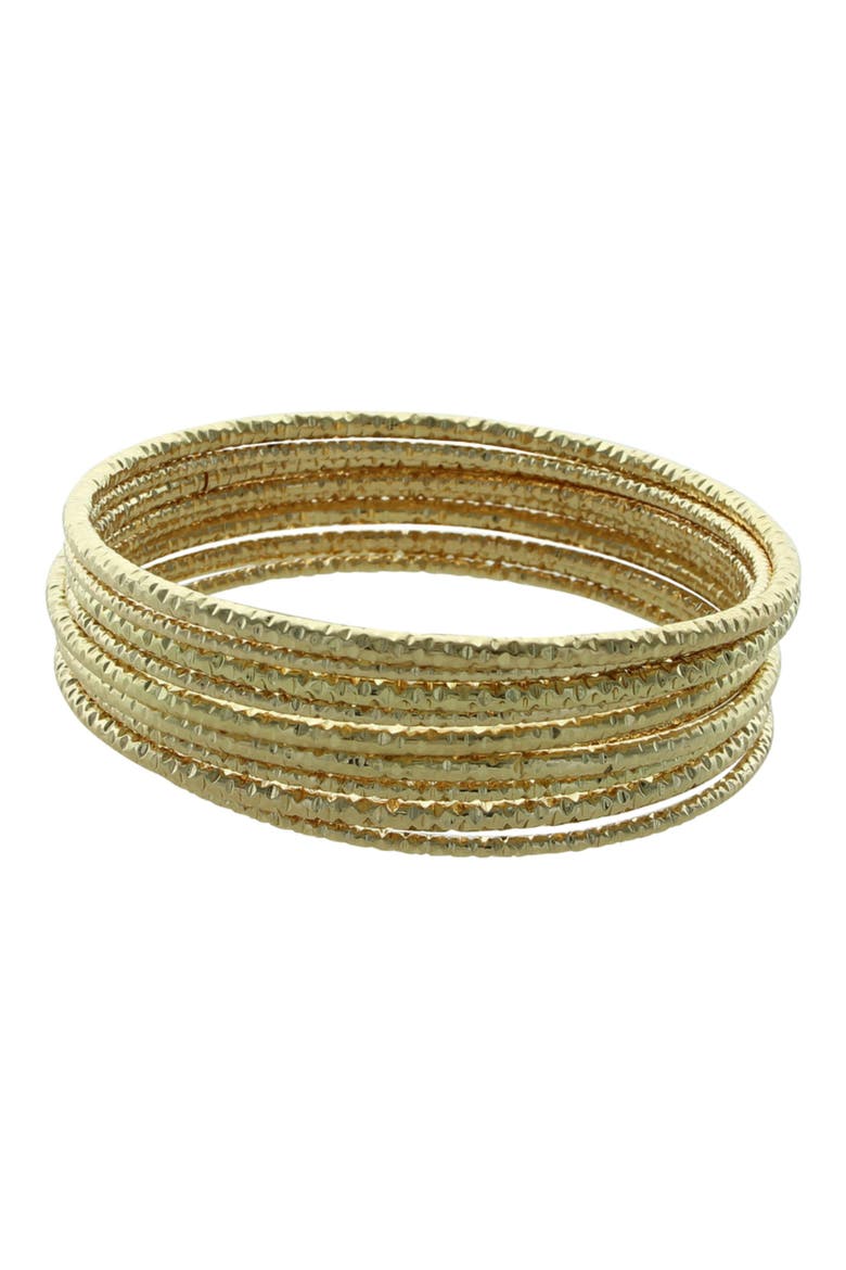 Inaya Set of 10 Bangle Bracelets, Main, color, GOLD