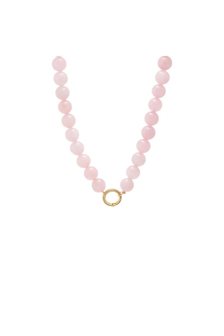 Rose Quartz Large Bead Clicker Necklace, Alternate, color, Rose Quartz