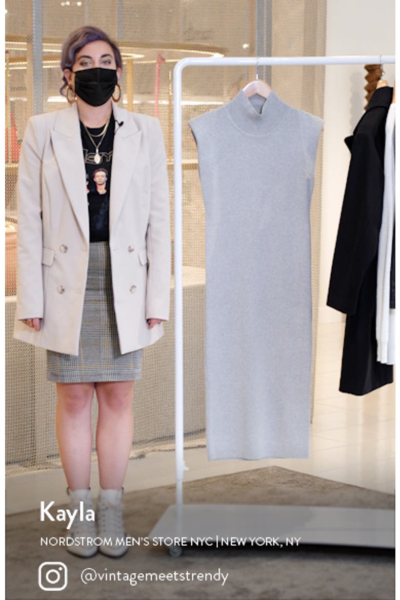 Shoulder Pad Sleeveless Sweater Dress video