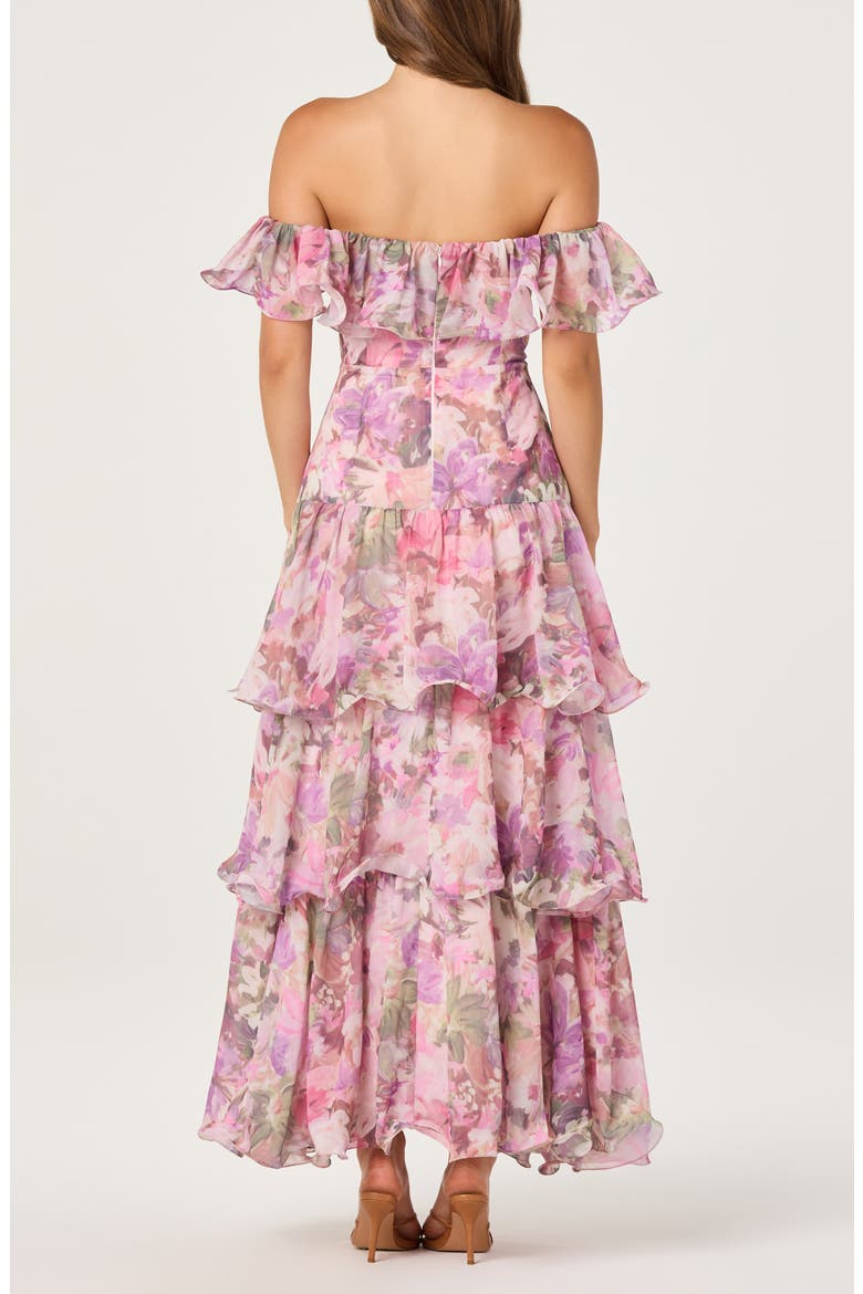 Wilder Floral Off the Shoulder Tiered Maxi Dress, Alternate, color, PINK LILAC FLORAL