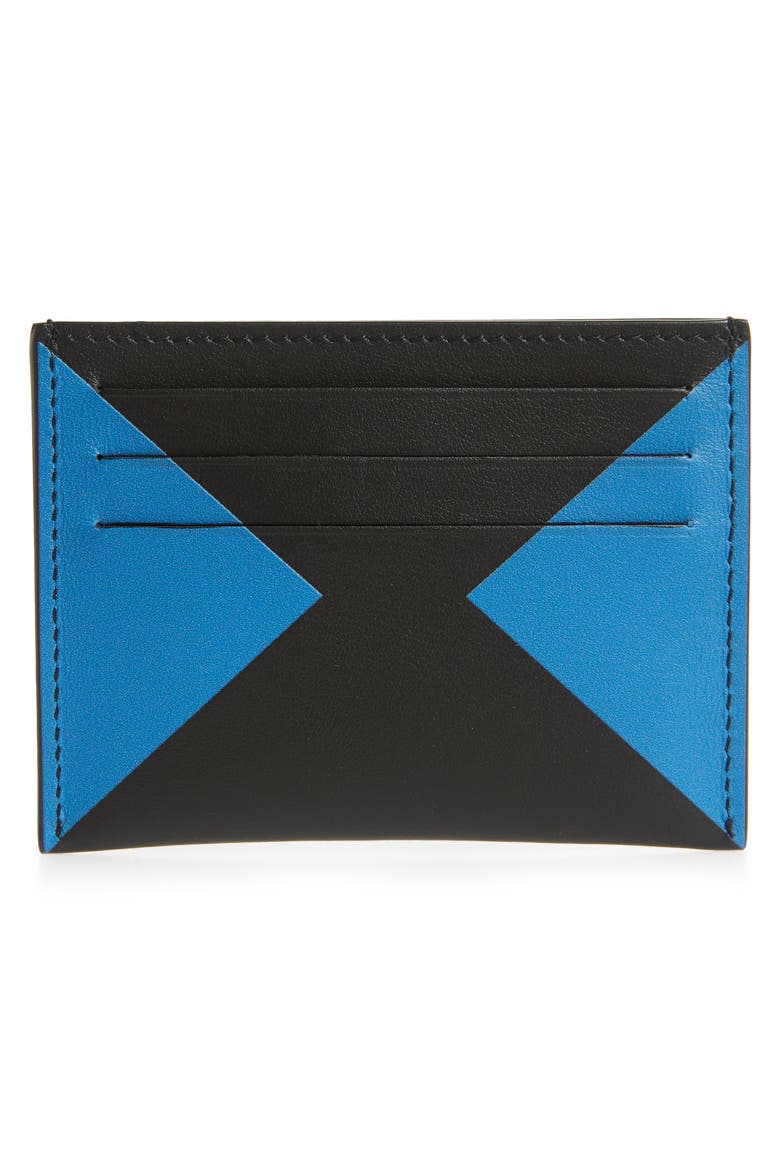 Colorblock Calfskin Leather Card Case, Alternate, color, BLACK/ BLUE