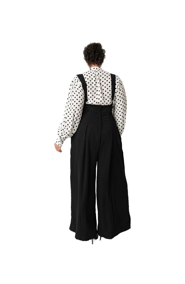 Unique Vintage Plus Size Wide Leg Rochelle Suspender Pants, Alternate, color, Black
