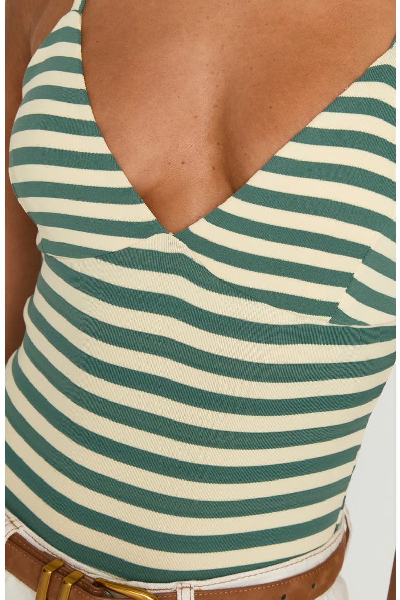 Like A Daydream Stripe Tank Bodysuit, Alternate, color, GREEN / CREAM