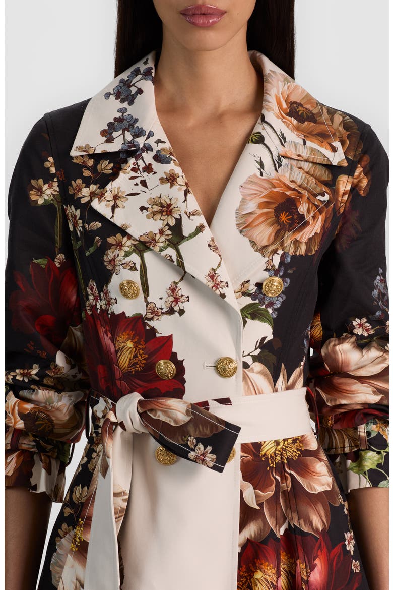 Ellie Godet Trench Coat, Alternate, color, FLORAL RADIANCE