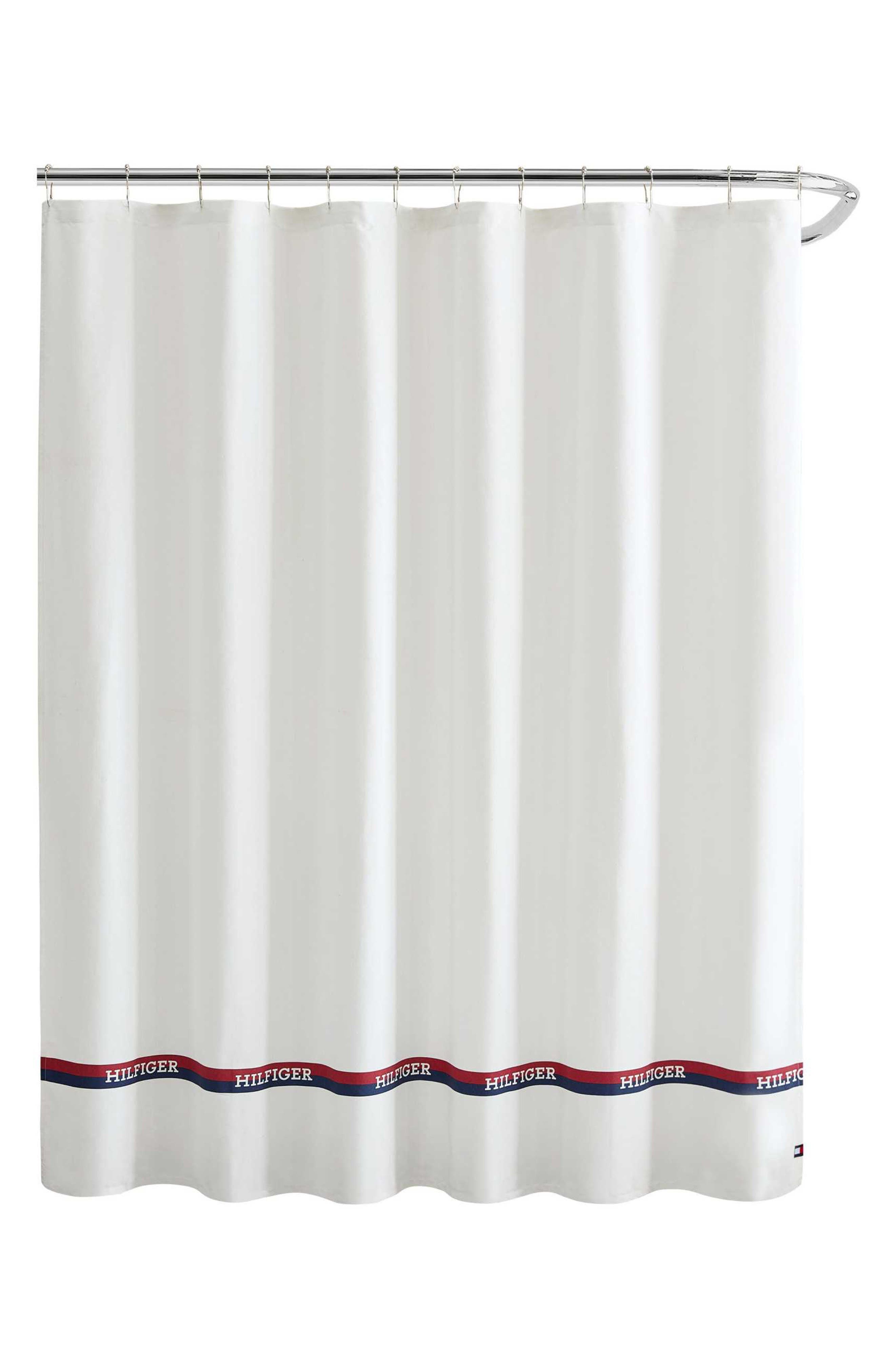 Tommy Hilfiger Logo Stripe Shower Curtain