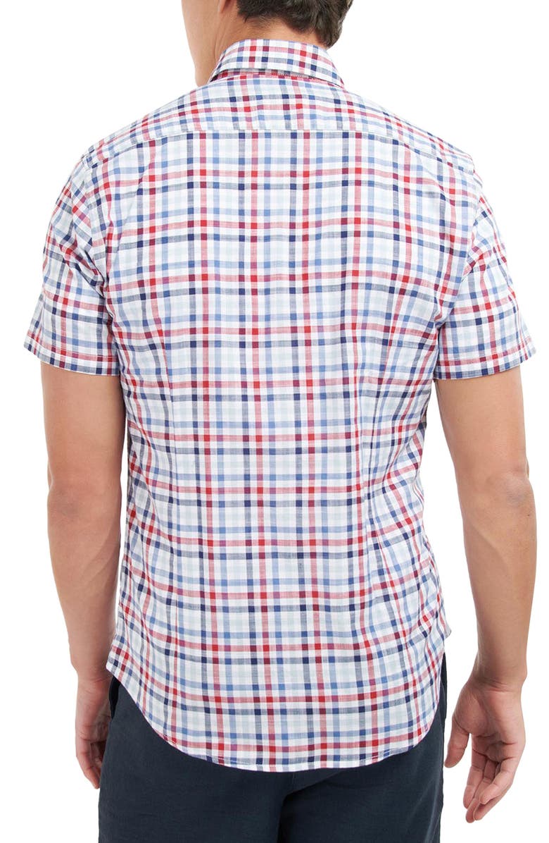 Barbour Kinson Tailored Fit Short Sleeve Button-Down Shirt, Alternate, color, Red
