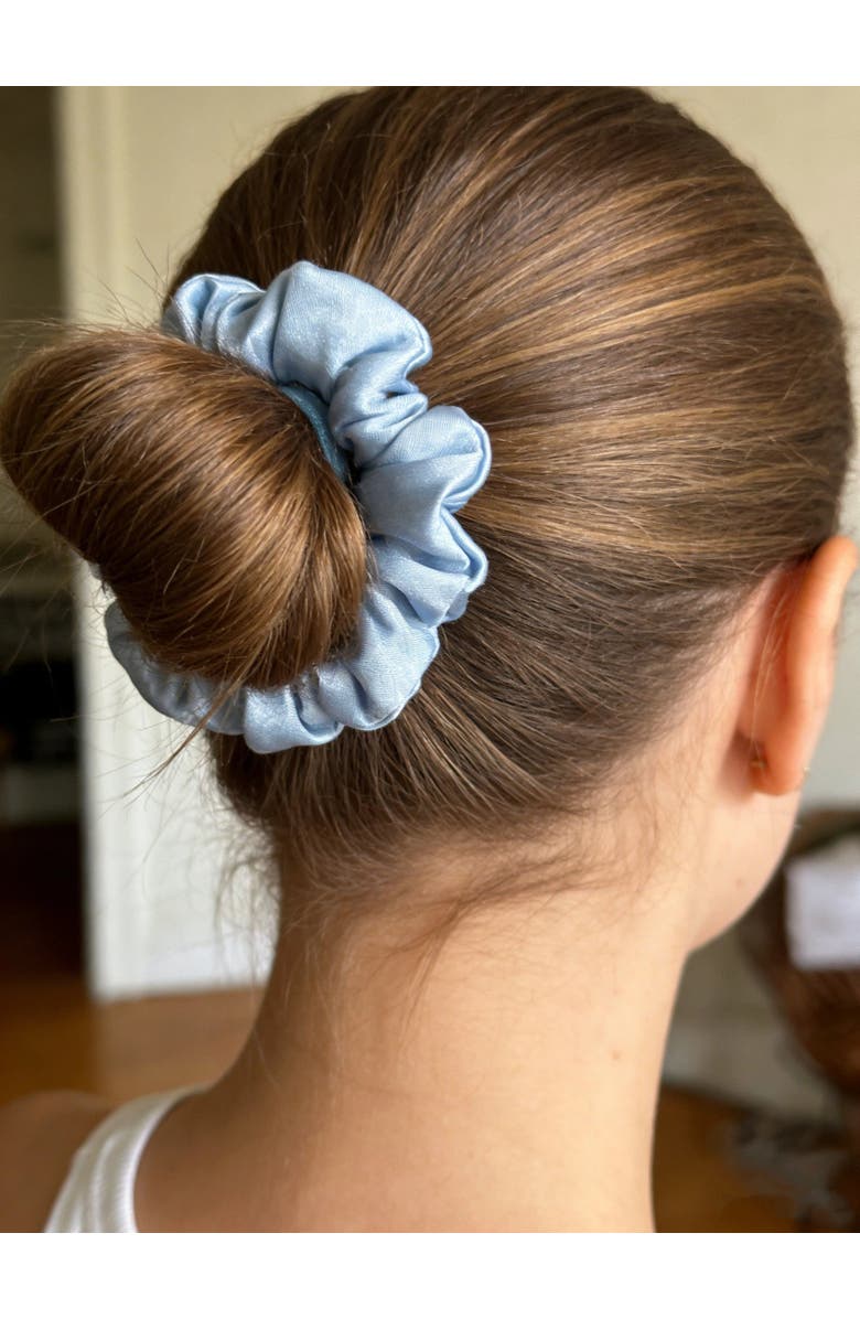 SILKSILKY 3Pcs Bundle Pure Silk Classic Hair Scrunchies - 2cm, Alternate, color, Black