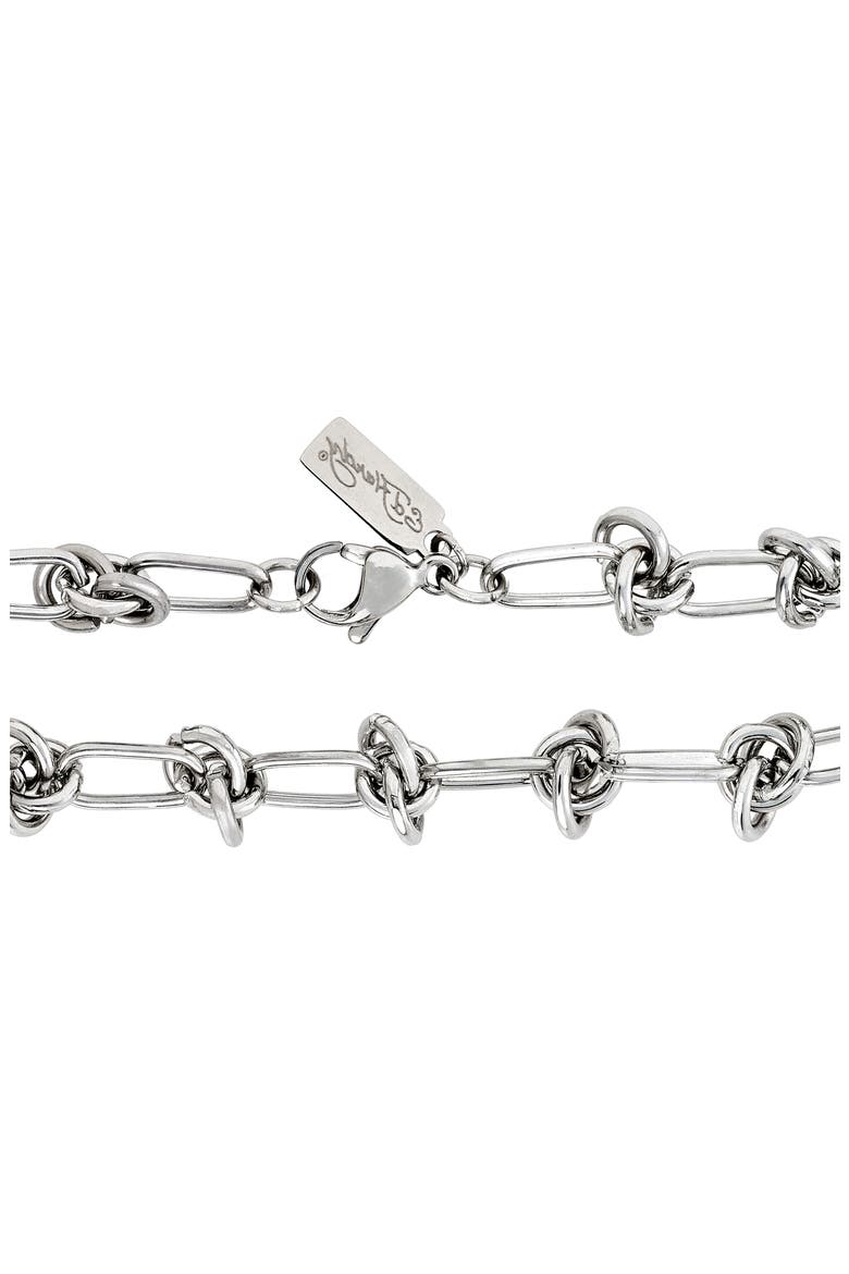 Men's Stainless Steel Knot Station Chain Bracelet, Alternate, color, SILVER