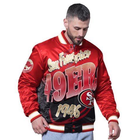 Men's Starter Scarlet San Francisco 49ers Pass Rush Varsity Full-Snap Jacket