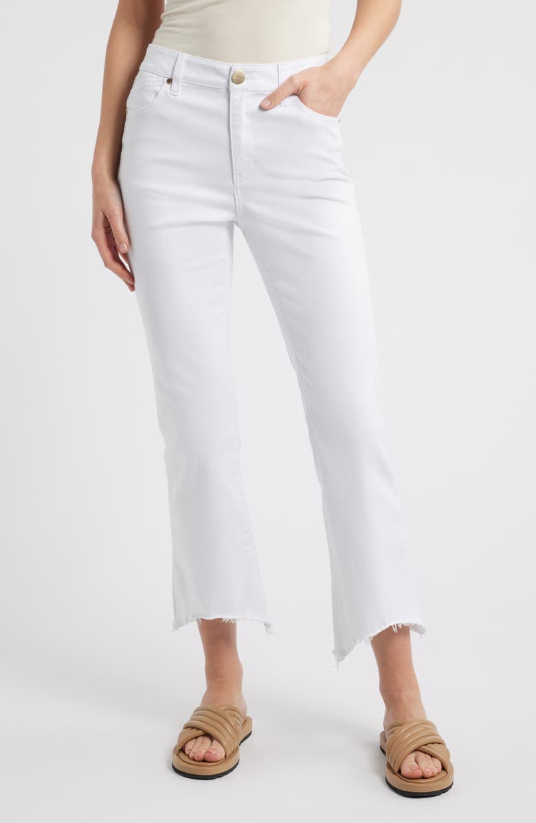 1822 Denim Raw Hem High Waist Demi Bootcut Jeans, Main, color, White