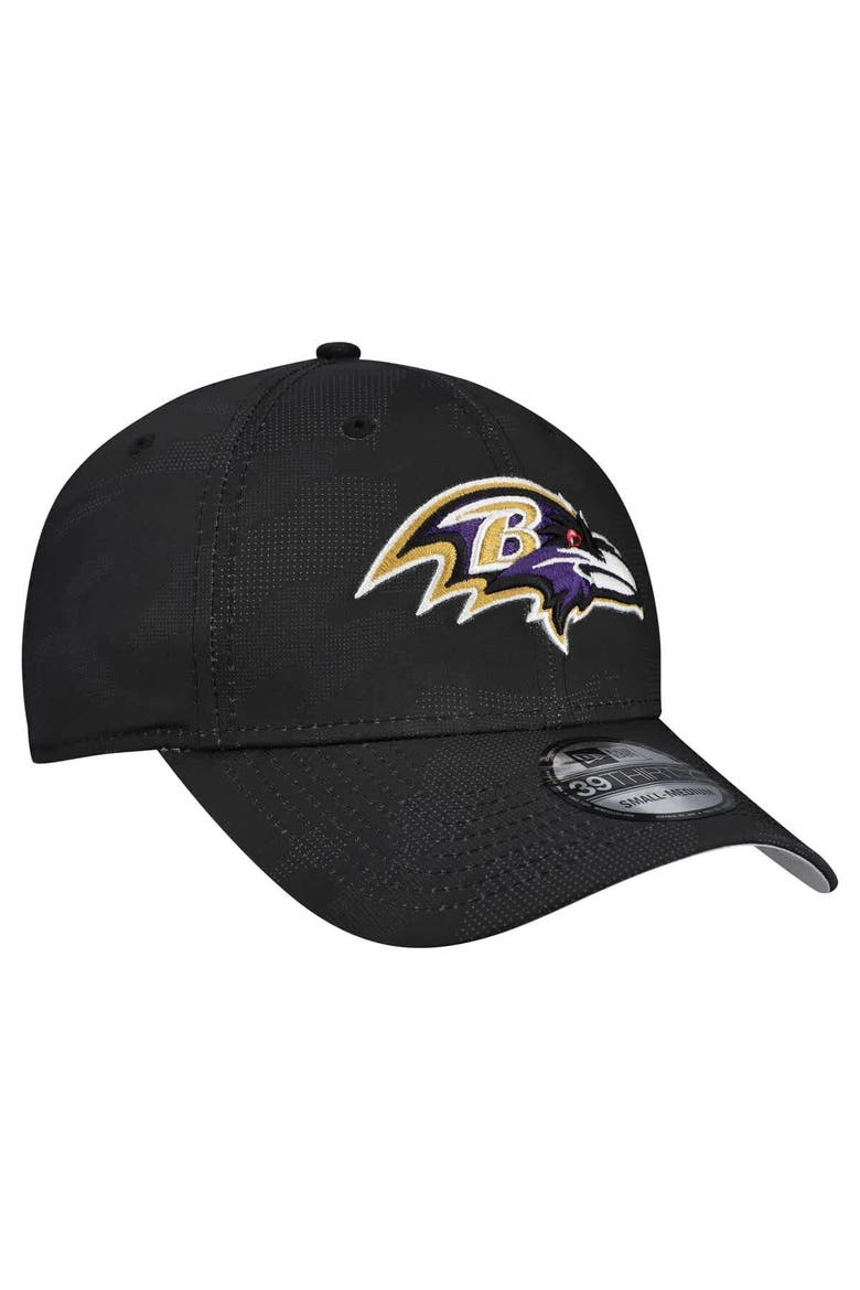 Men's New Era  Black Baltimore Ravens Tonal Camo 39THIRTY Stretch Fit Hat, Alternate, color, Black