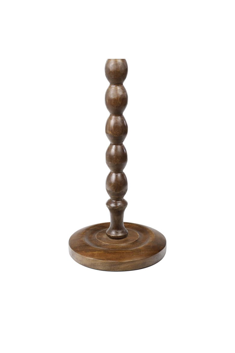 Augustus Cottage Round Solid Spool Pedestal Drink Table - Turned Accent Side End Table for Living Room, Alternate, color, Dark Brown
