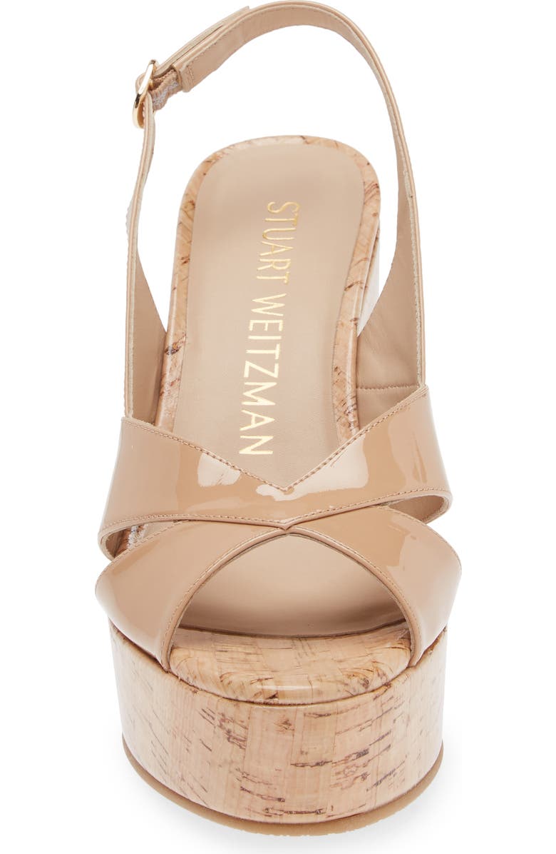 Stuart Weitzman Carmen Wedge Sandal, Alternate, color, Adobe