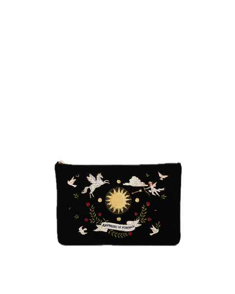 Celestial Velvet Embroidered Pouch
