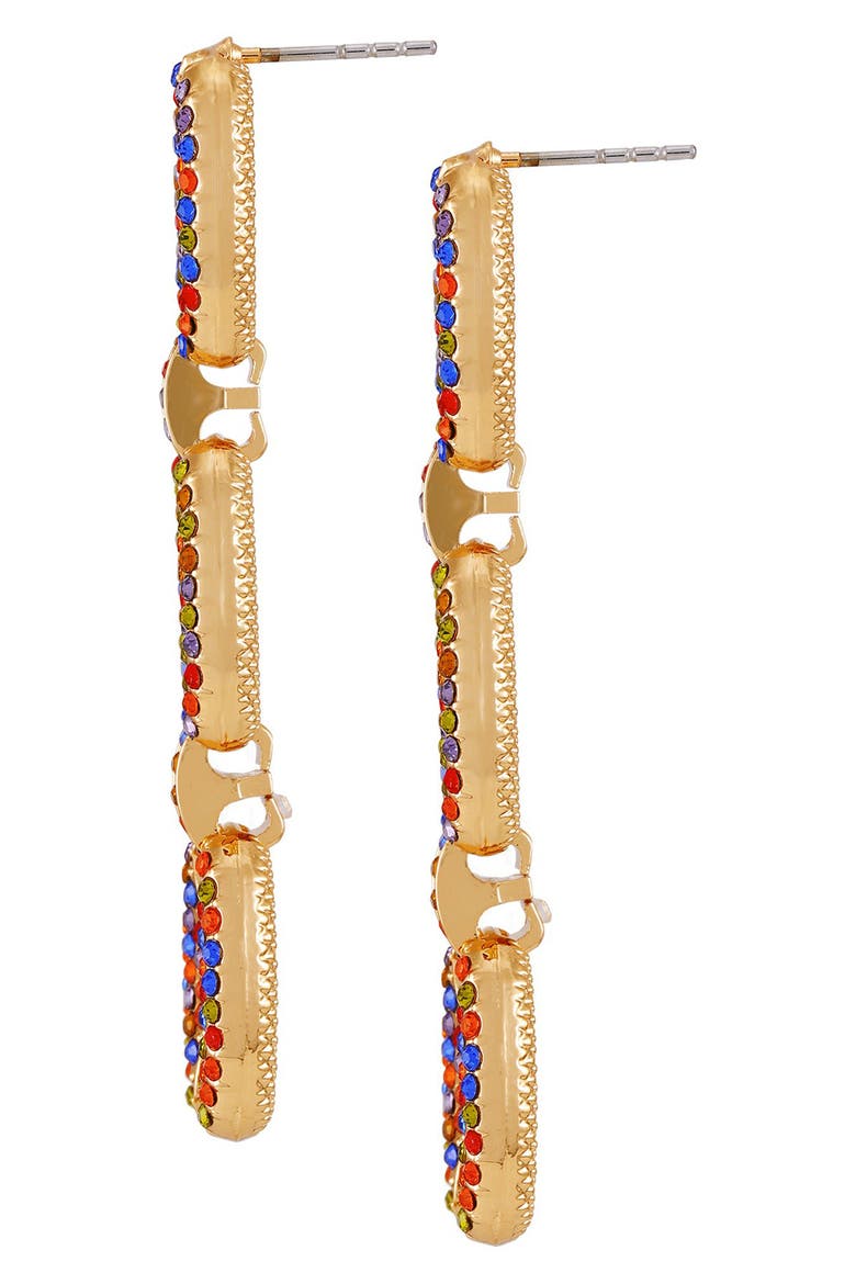 Crystal Mariner Link Linear Drop Earrings, Alternate, color, GOLD TONE