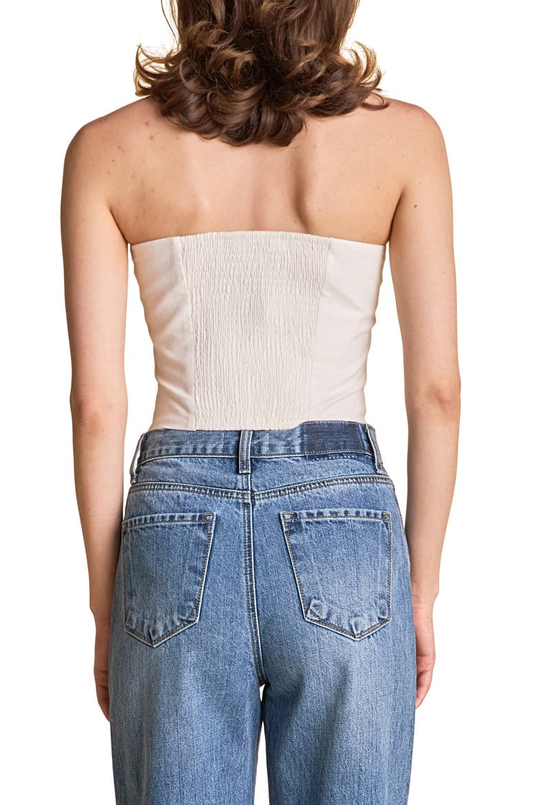 Strapless Linen Top, Alternate, color, WHITE