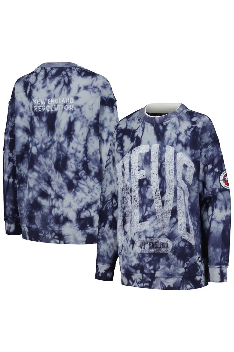 Women's The Wild Collective Navy New England Revolution Double Collar Pullover Sweatshirt, Alternate, color, Navy
