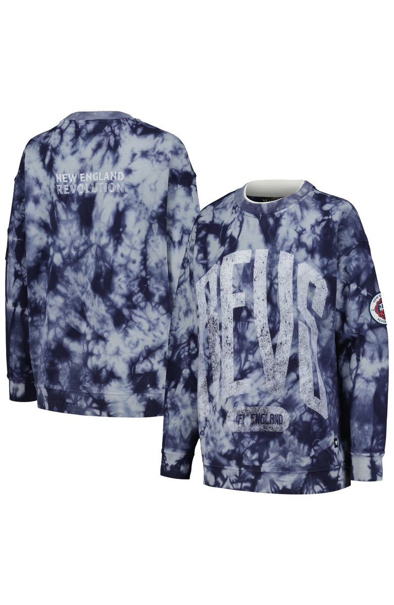 THE WILD COLLECTIVE Women's The Wild Collective Navy New England Revolution Double Collar Pullover Sweatshirt, Alternate, color, Navy