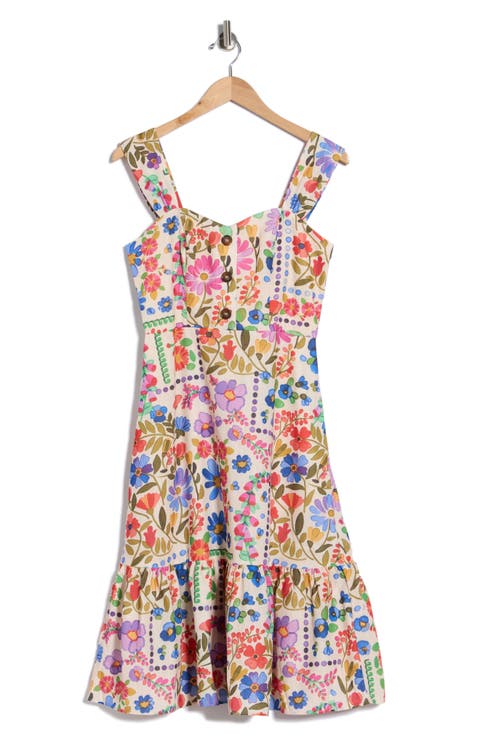 Floral Wide Strap Fit & Flare Midi Dress