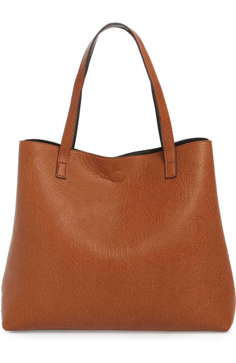 Street Level Reversible Faux Leather Tote & Wristlet, Alternate, color,