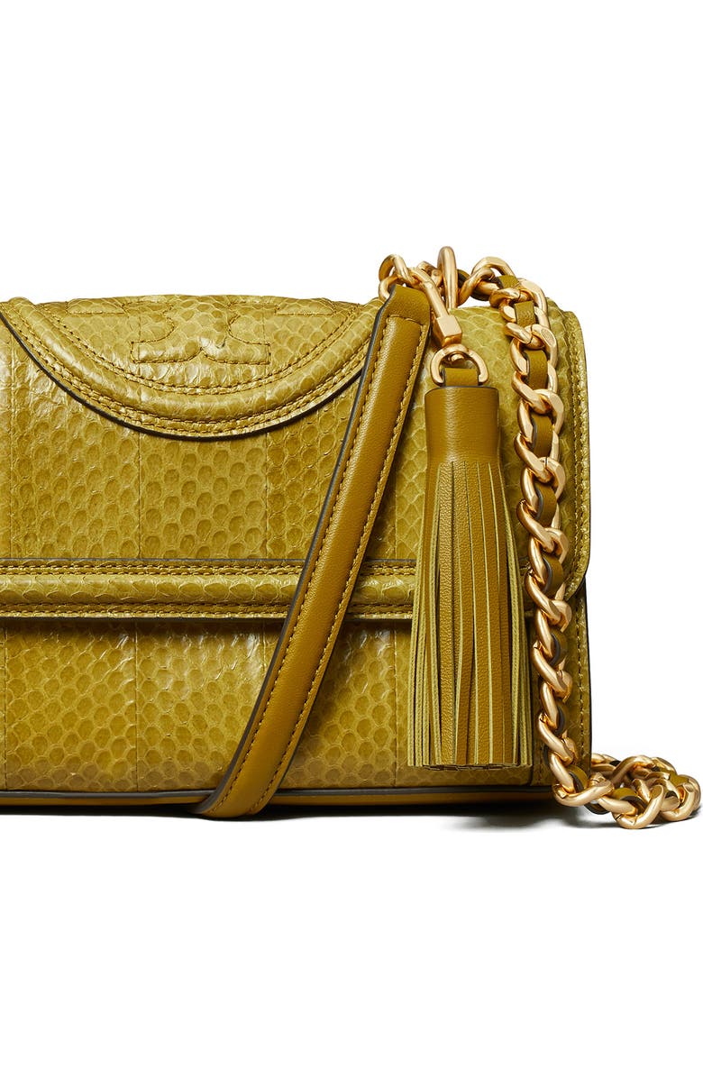 Tory Burch Fleming Snake Print Convertible Leather Shoulder Bag, Alternate, color,