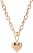 Open Edit Puffy Heart Chain Necklace