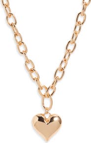 Open Edit Puffy Heart Chain Necklace