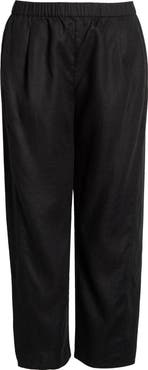 Eileen Fisher Pleated Organic Linen Ankle Lantern Pants