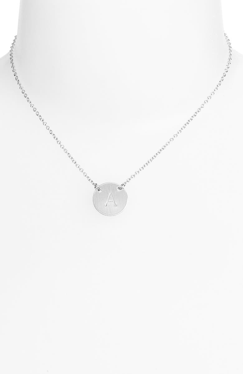 Nashelle Sterling Silver Initial Disc Necklace, Alternate, color, Sterling Silver A