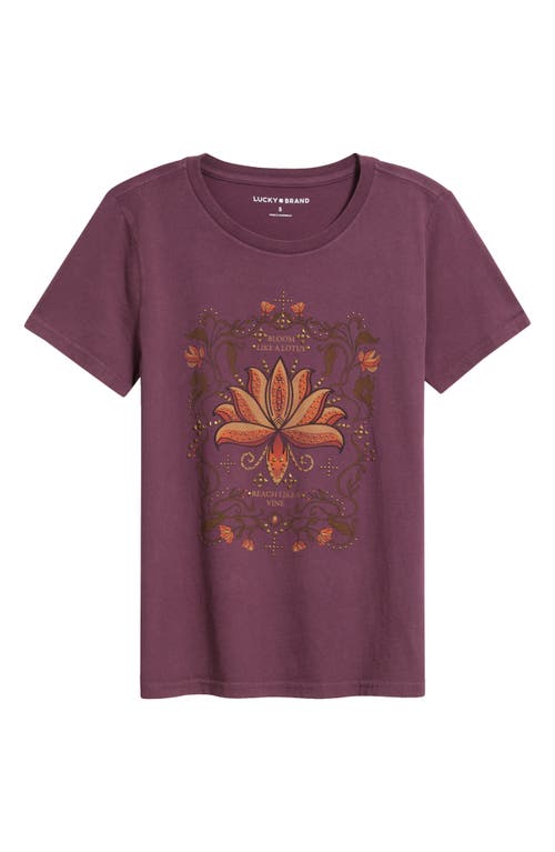 Lucky Brand Studded Bloom Like A Lotus Graphic T-shirt In Blue